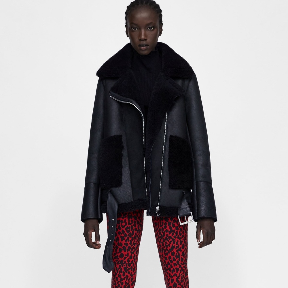 zara LEATHER BIKER JACKET
